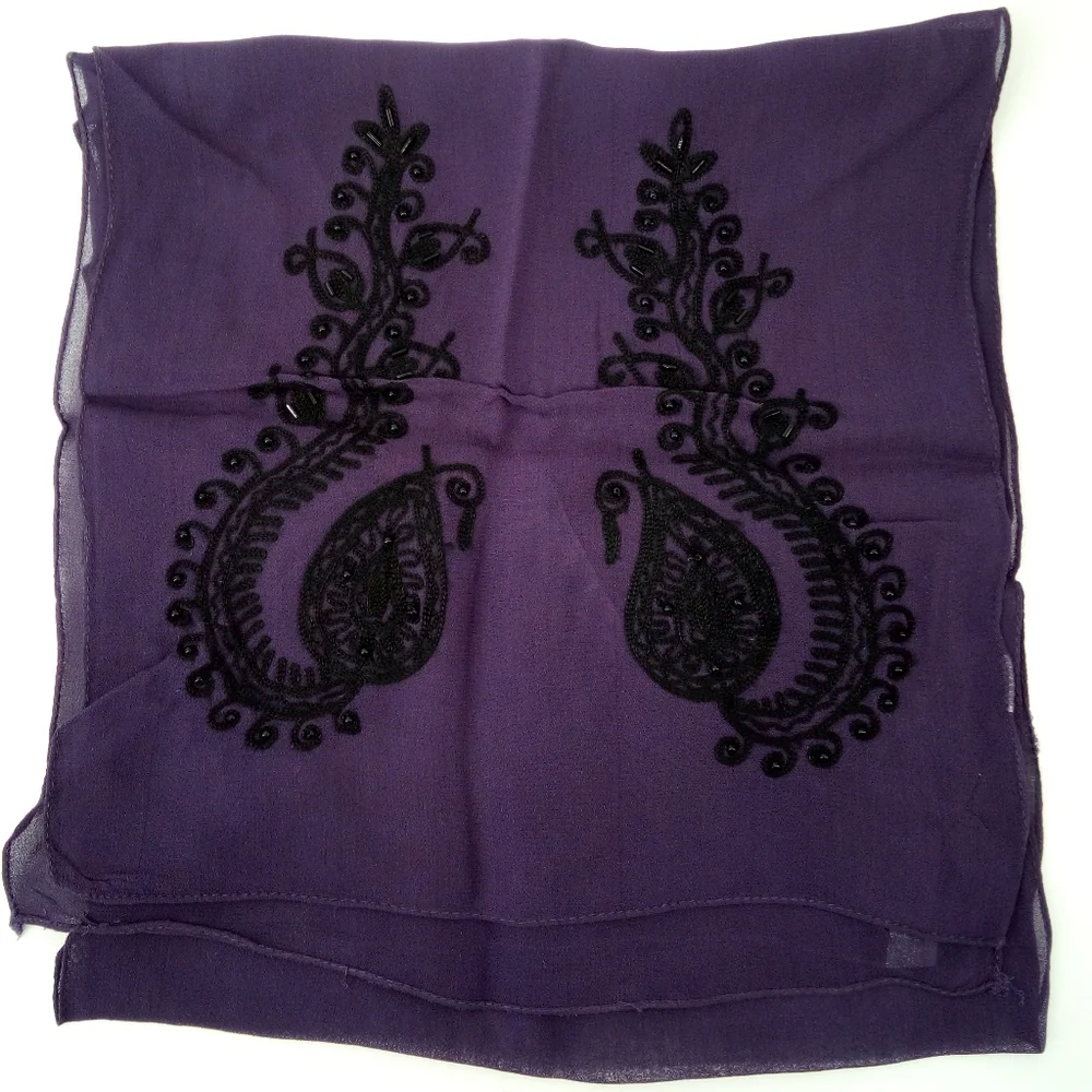 Vintage Purple Beaded Neck Scarf